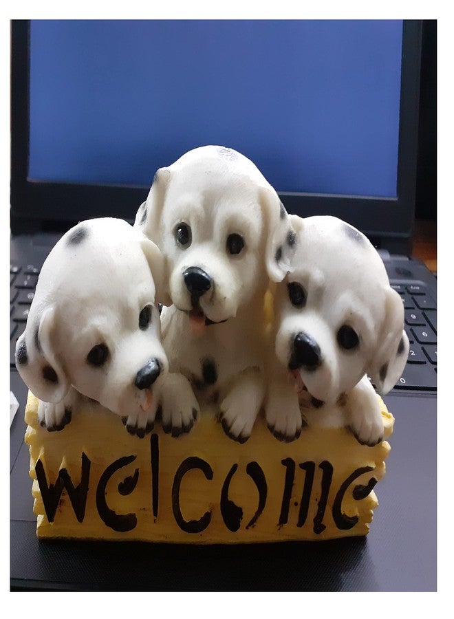 AFTERSTITCH Welcome Dog Showpiece Statue for Door Entrance Decoration House Warming Gifts for New Home Latest Kitchen Living Room Decor Items Stylish(Resin, White) - Image 3